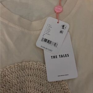 Free People The Tales Ivory T-Shirt Flower crochet New with Tags